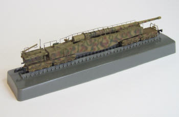 The completed model shown on a display base.